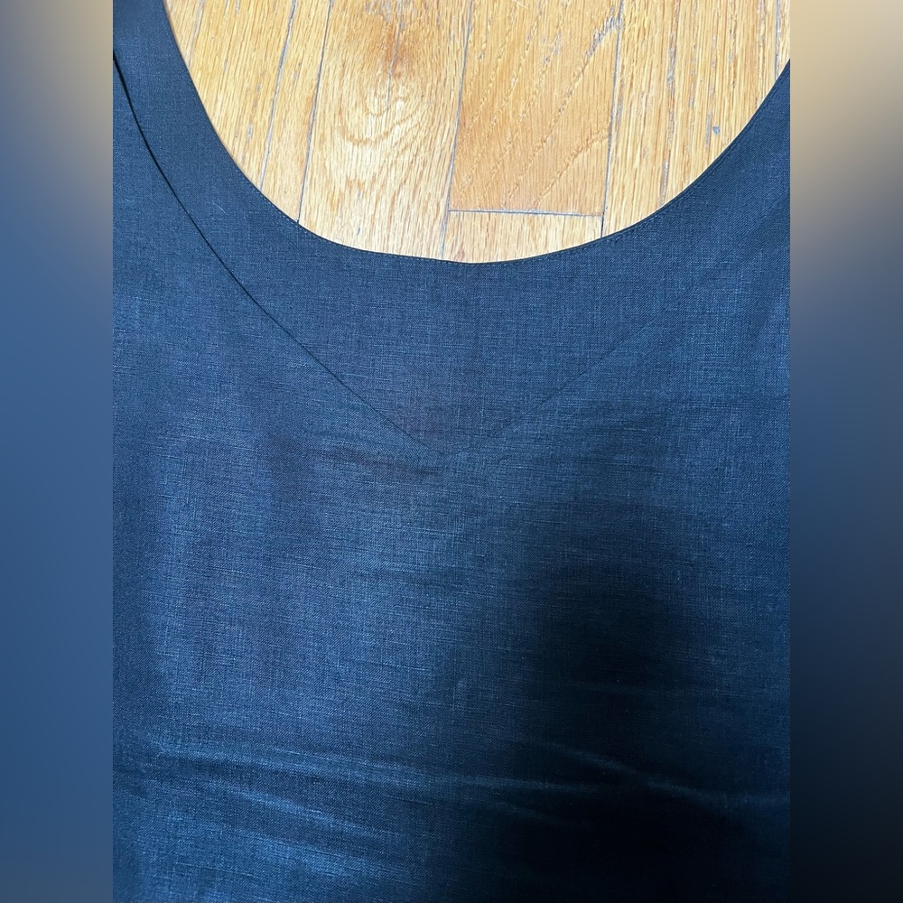 EILEEN FISHER 100% IRISH LINEN Double Layer Lagenlook Dress XL sleeveless, Black - Picture 2 of 9